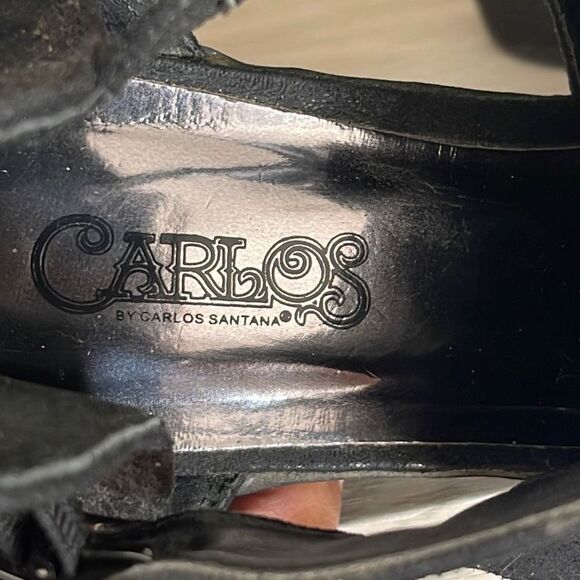 Carlos Santana Womens Sandals Boots DELLA Zip Closure Peep Toe Black Size 7 M - Picture 9 of 10